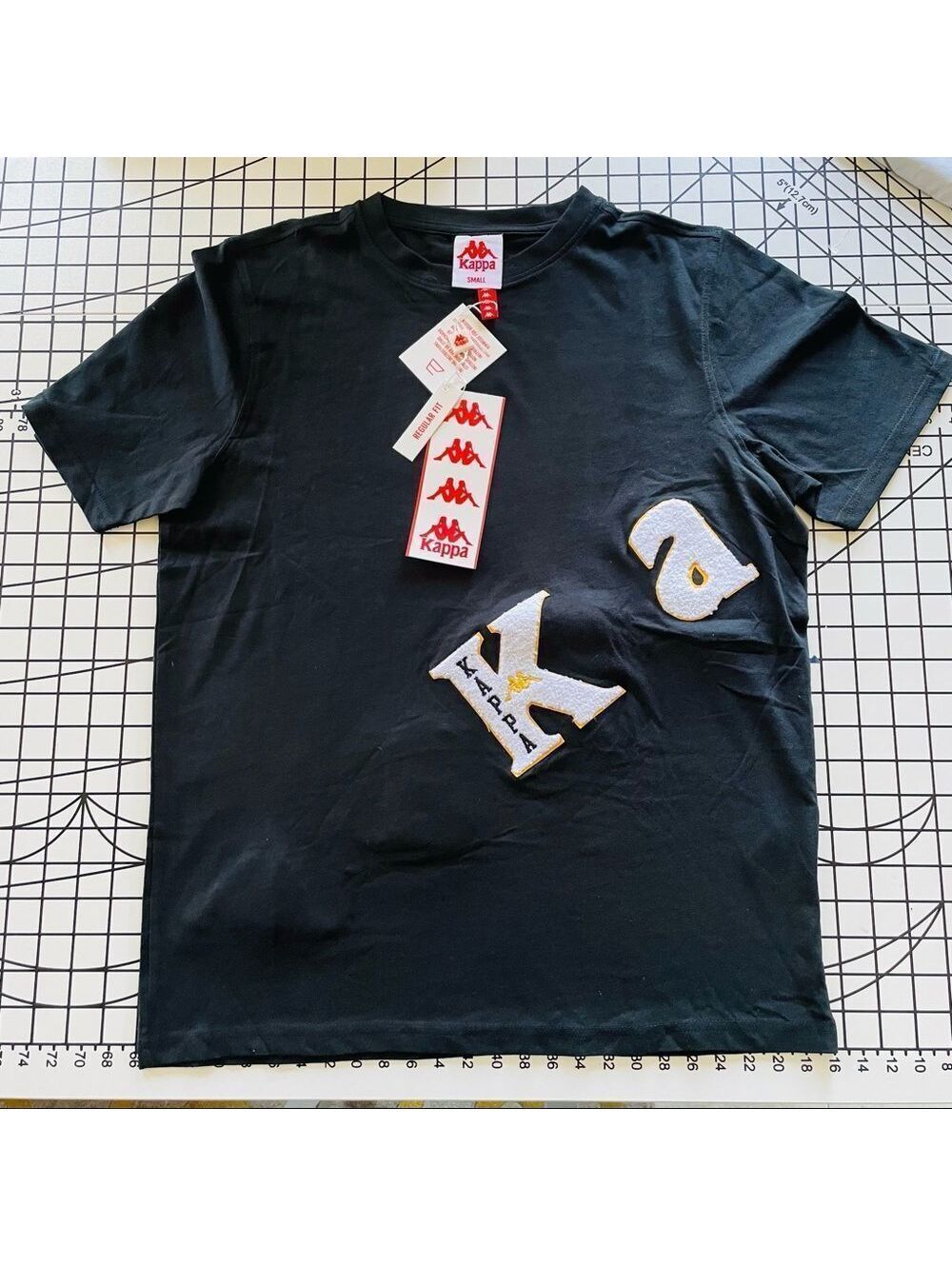 Kappa Navy Blue Regular Fit Cotton T-Shirt with Logo Patches Small